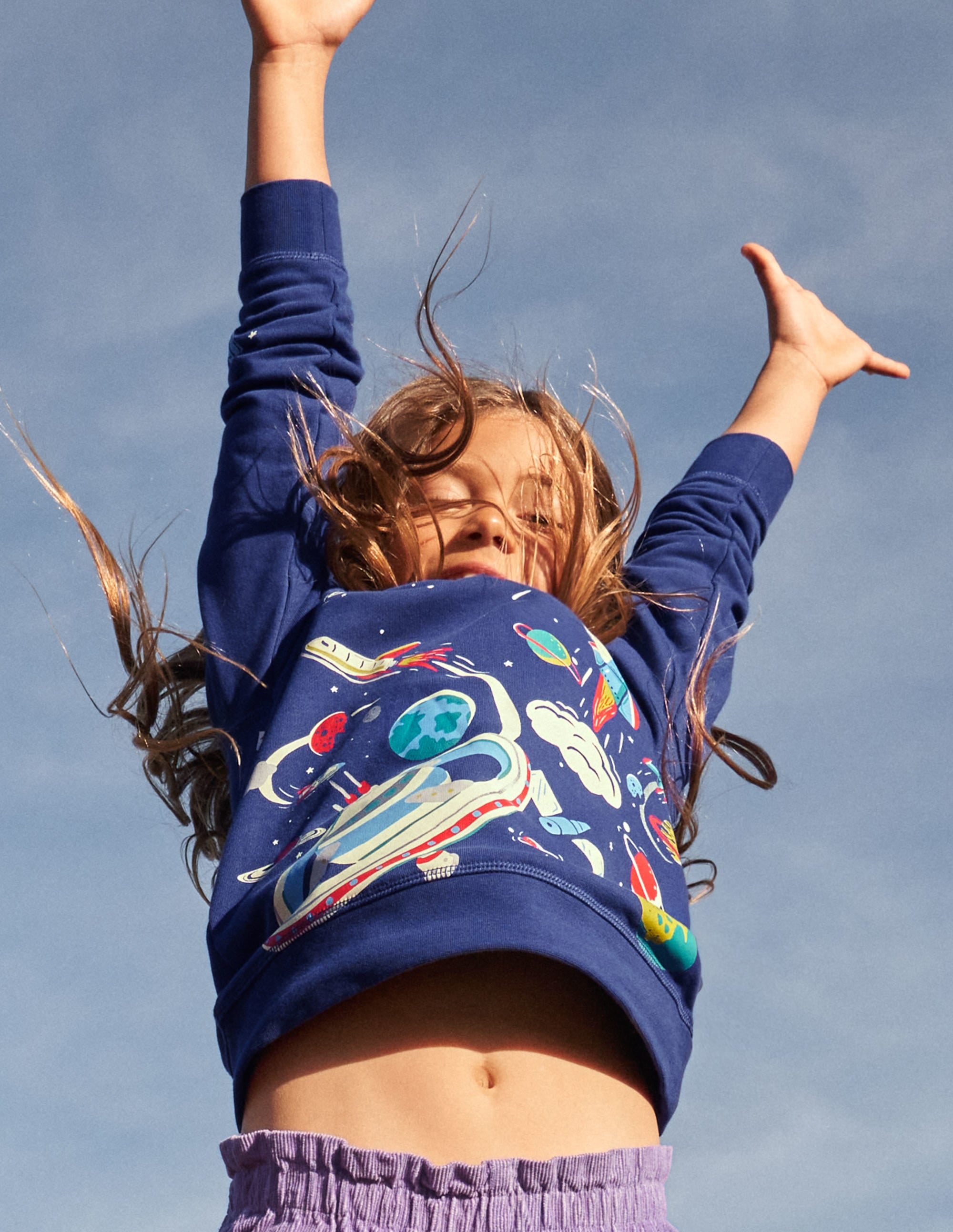 Sweatshirt mit leuchtendem Weltallmotiv-Schuluniform-Navy, Weltallmuster - Image 8