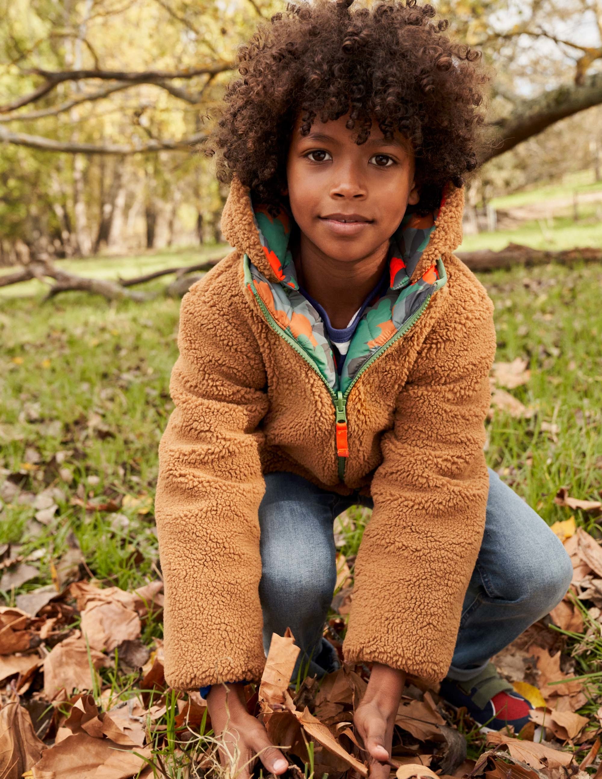 Autumn Leaf Reversible Teddy Puffer Jacket-Camouflage feuille d'automne romarin - Image 6