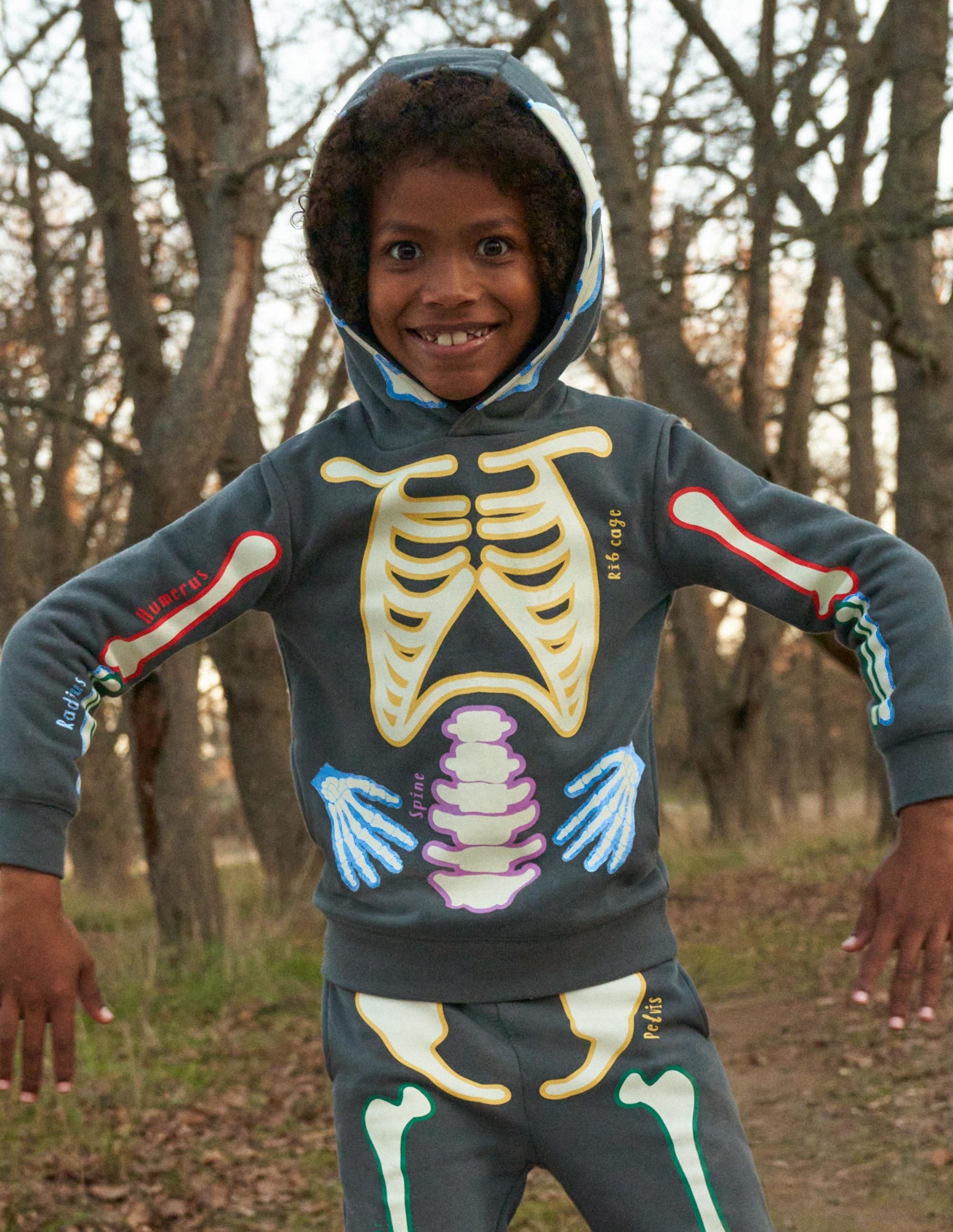 Leuchtender Skelett-Hoodie für Halloween-Rauchgrau, Leuchtendes Skelett - Image 5