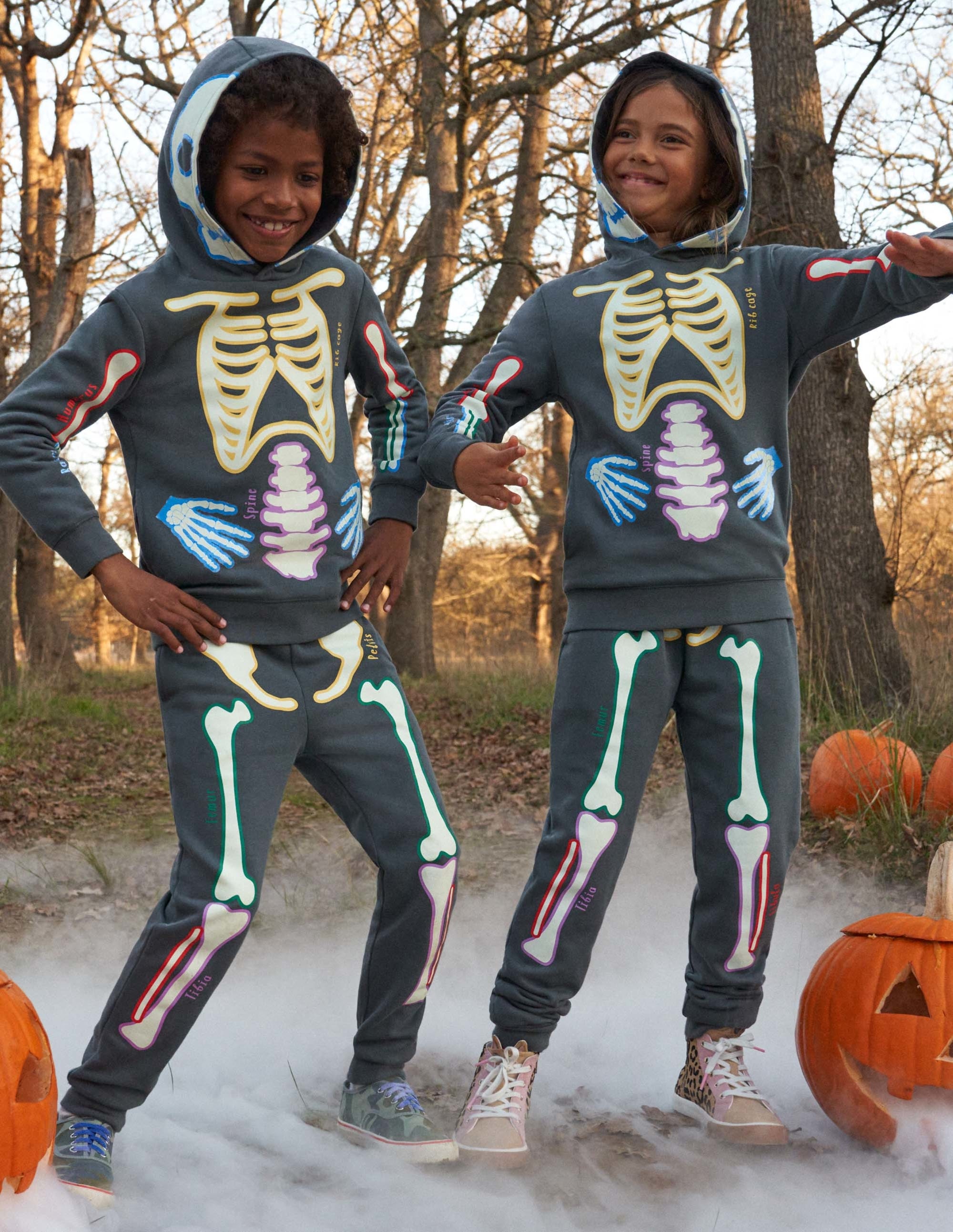 Leuchtender Skelett-Hoodie für Halloween-Rauchgrau, Leuchtendes Skelett - Image 6