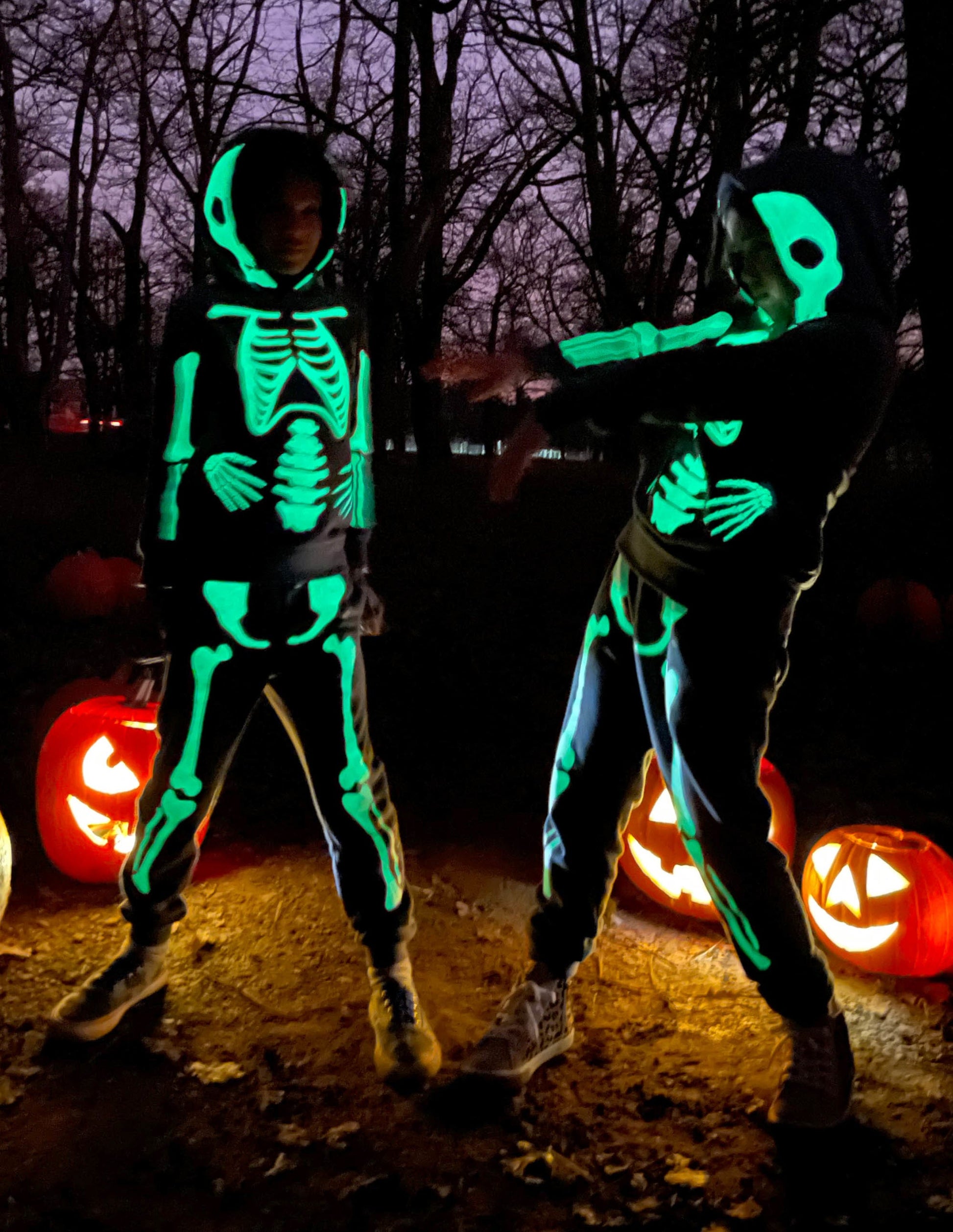 Leuchtender Skelett-Hoodie für Halloween-Rauchgrau, Leuchtendes Skelett-9