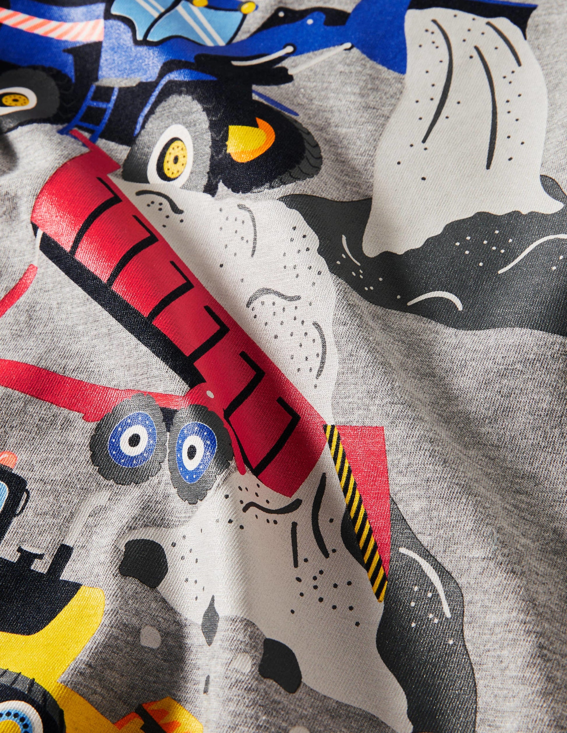 T-shirt à imprimé graphique-Camions de chantier gris chiné-3