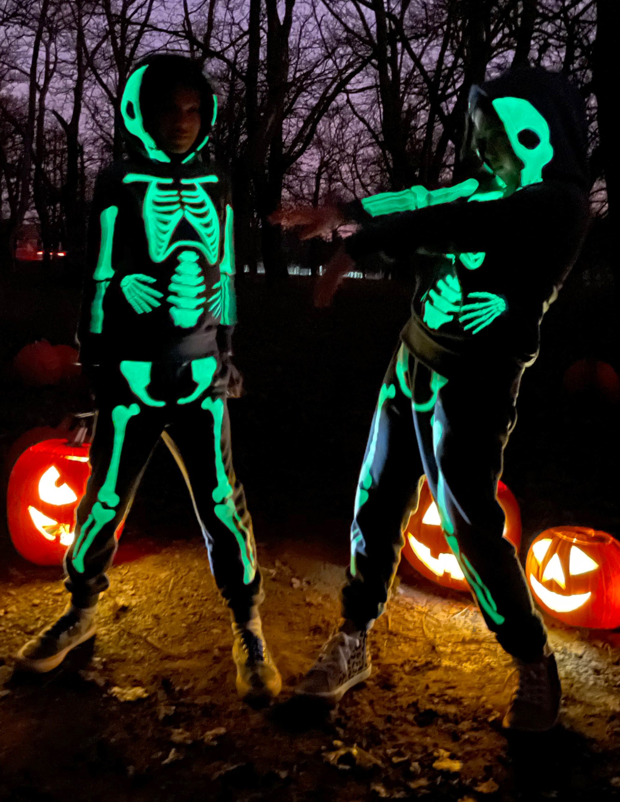 Bas de jogging d'Halloween à motif squelette-Squelette gris fumée - Image 7