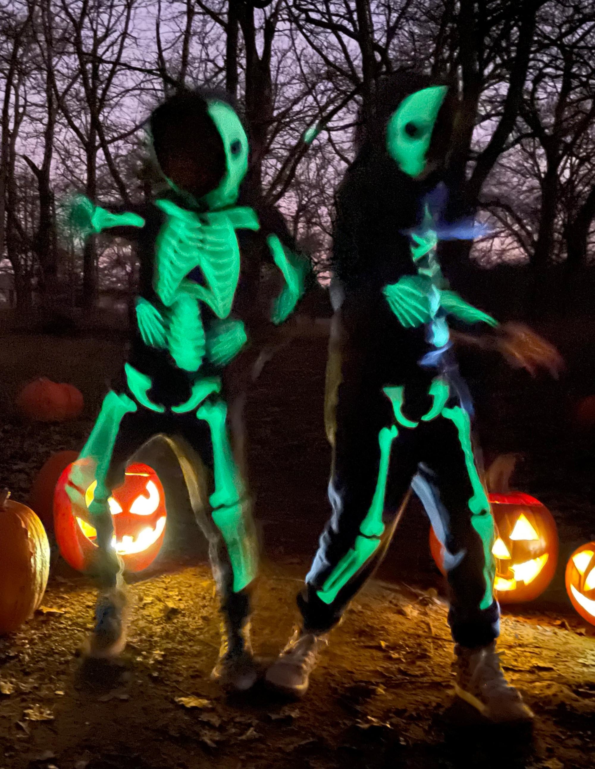 Bas de jogging d'Halloween à motif squelette-Squelette gris fumée - Image 8