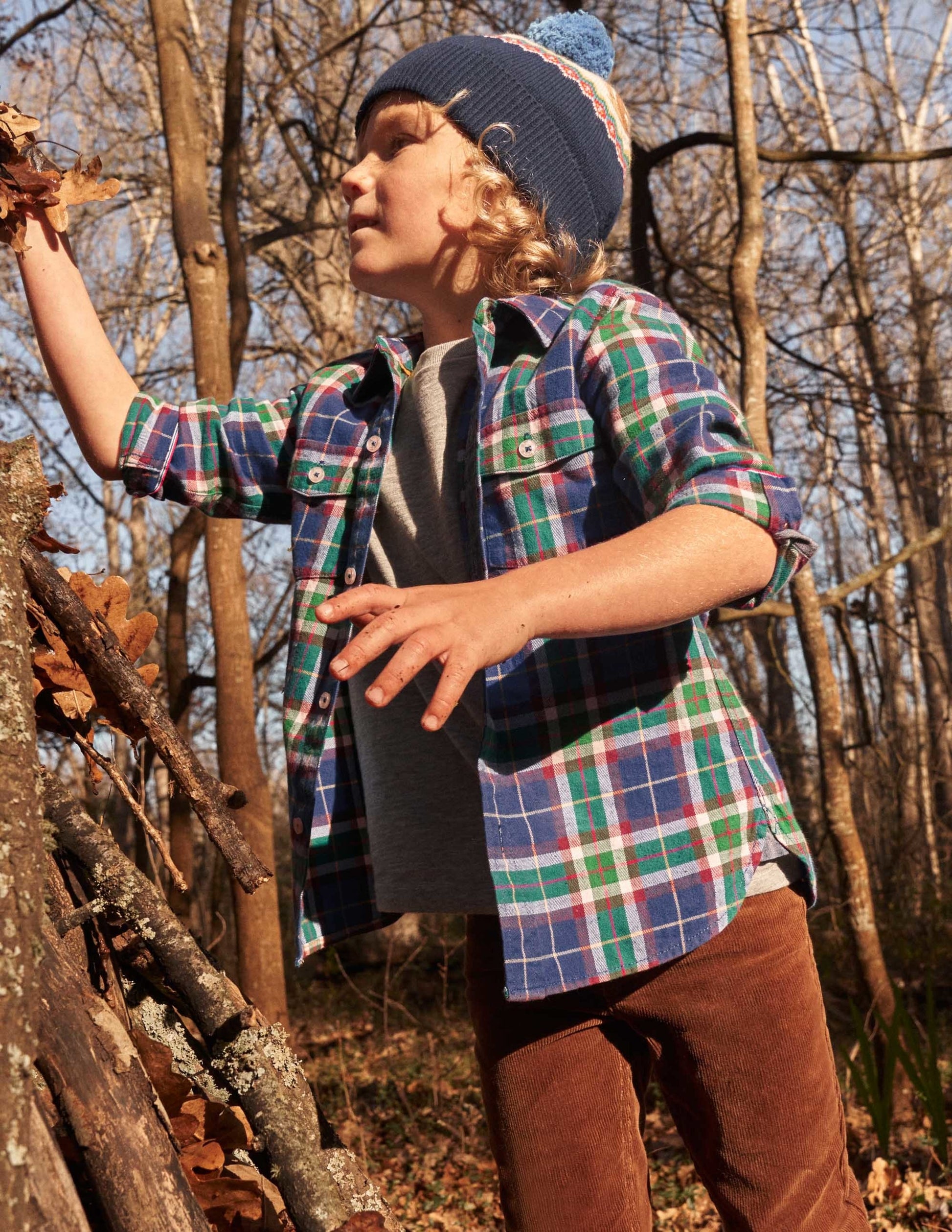 Chemise brossée à carreaux cosy-Carreaux vert foncé/bleu-4