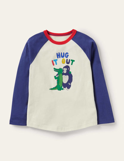 T-shirt imprimé à manches raglan-Motif Hug It Out ivoire