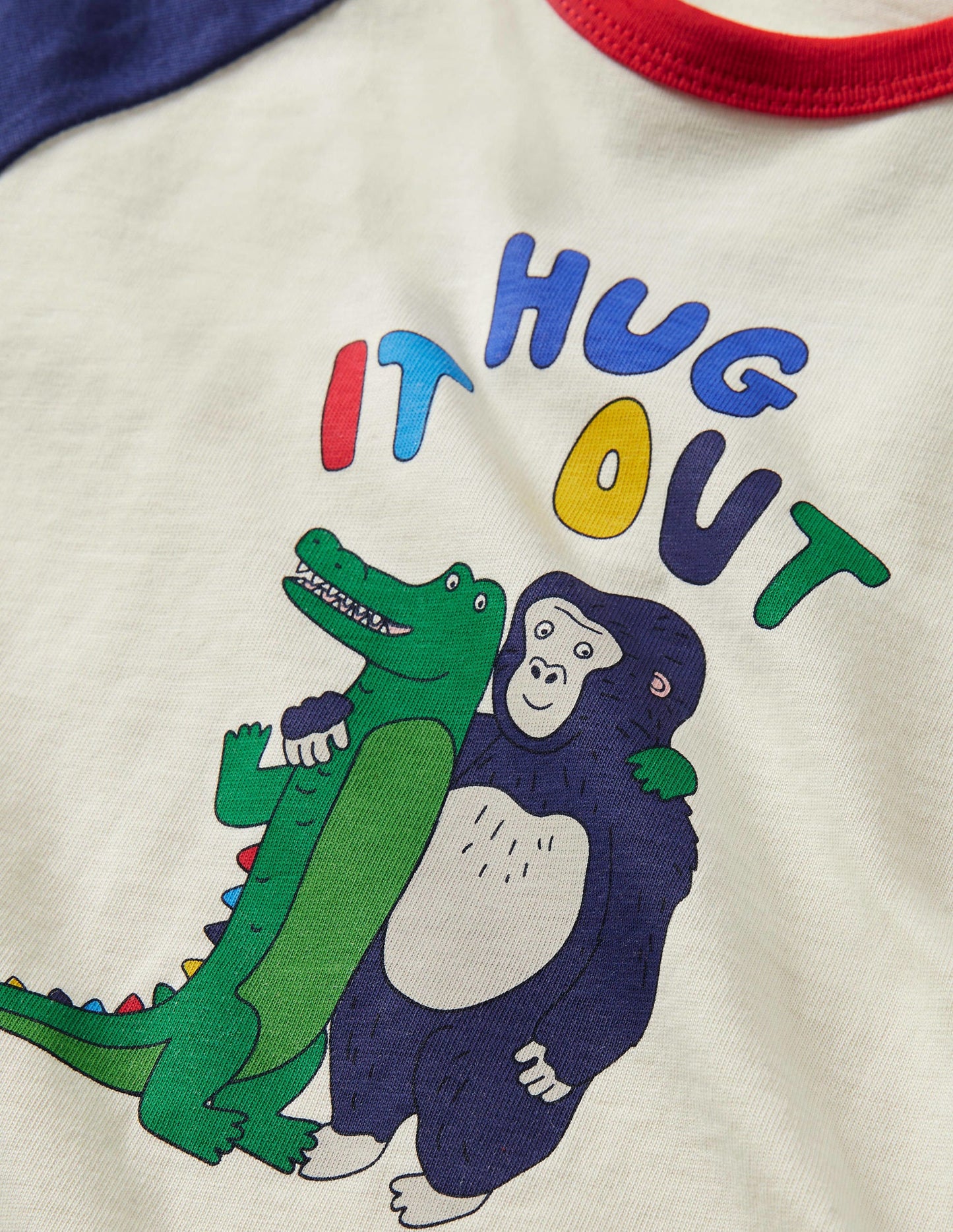 Printed Raglan T-shirt-Ivory Hug It Out