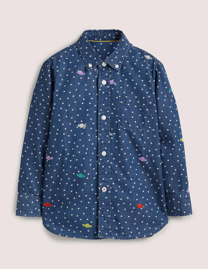 Embroidered Shirt-Chambray Space Embroidery