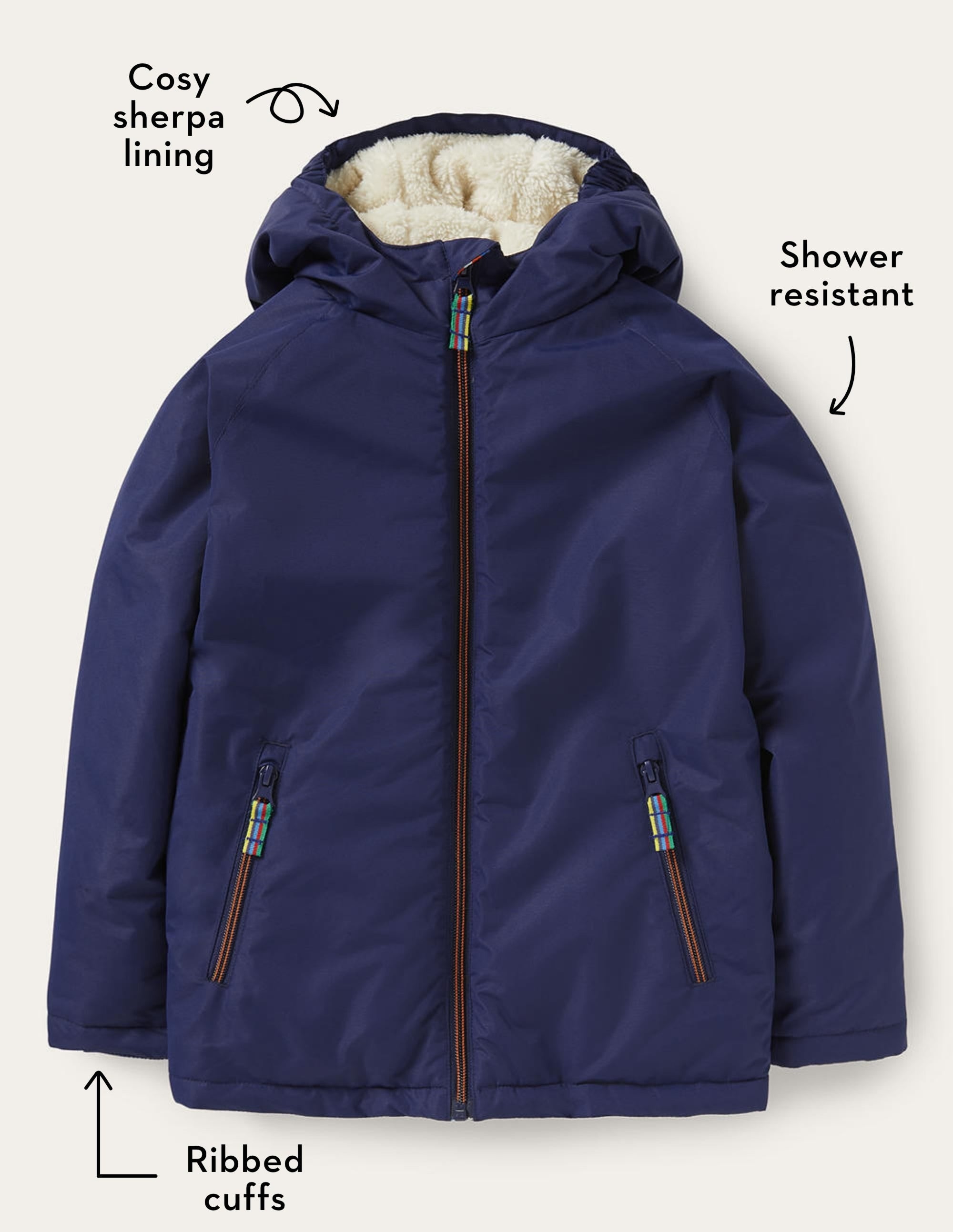 Navy Sherpa-lined Anorak-Schuluniform-Navy - Image 4