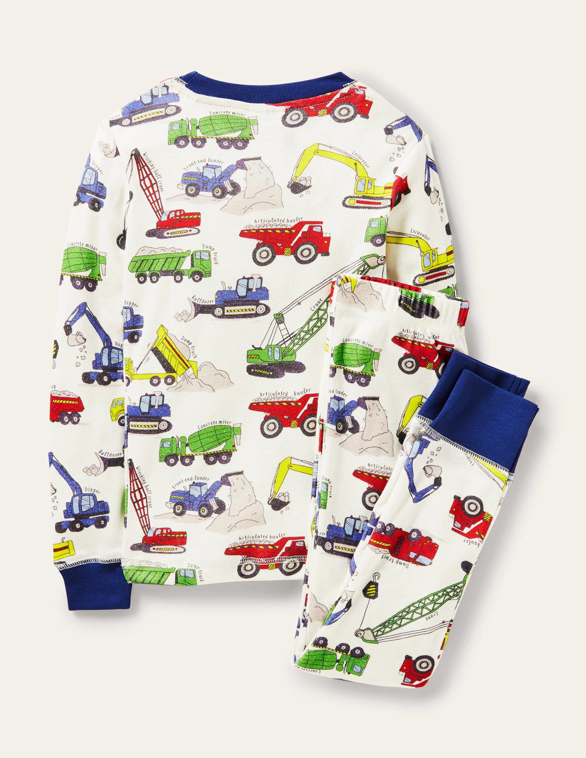 Pyjama long douillet-Motif Dig It Construction ivoire-2