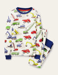 Pyjama long douillet-Motif Dig It Construction ivoire