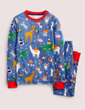Snug Single Long John Pyjamas-Multi Birthday Print