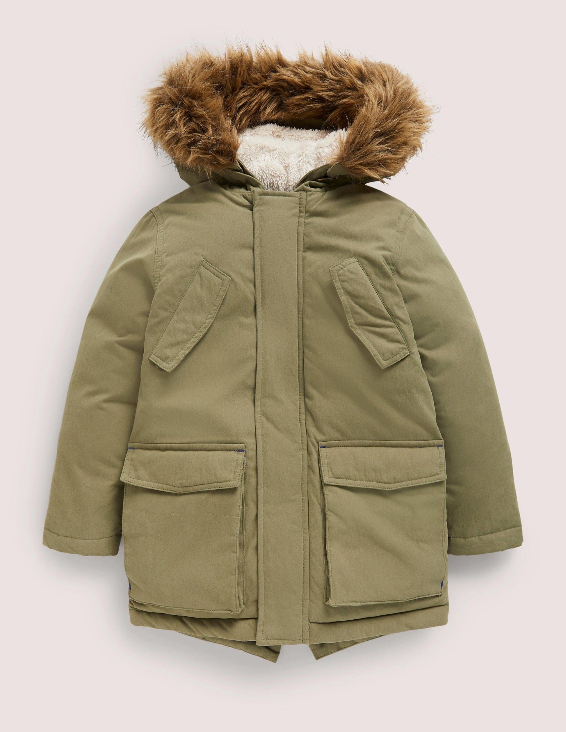 Wasserabweisender Parka mit Applikation-Militärgrün, Weltall-1