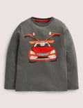 Lift-the-Flap Appliqué T-shirt-Smoke Grey Car