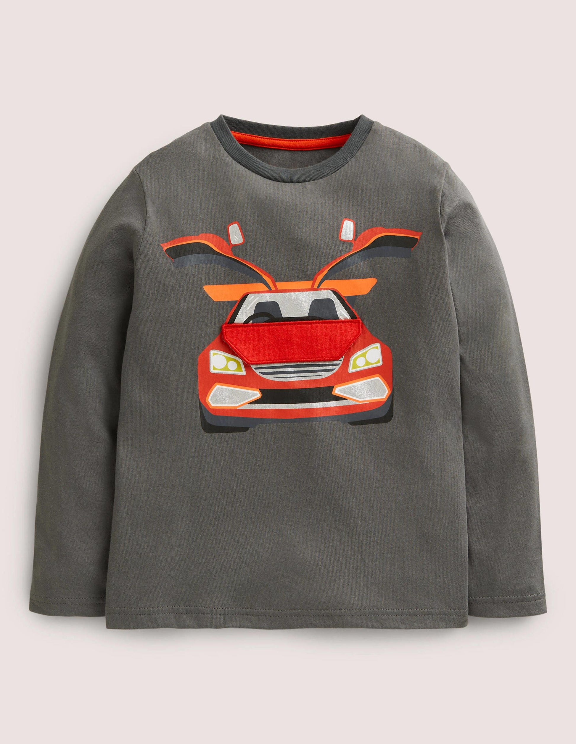 Lift-the-Flap Appliqué T-shirt-Smoke Grey Car-1