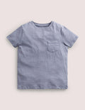 Striped Washed Slub T-shirt-Ash Blue