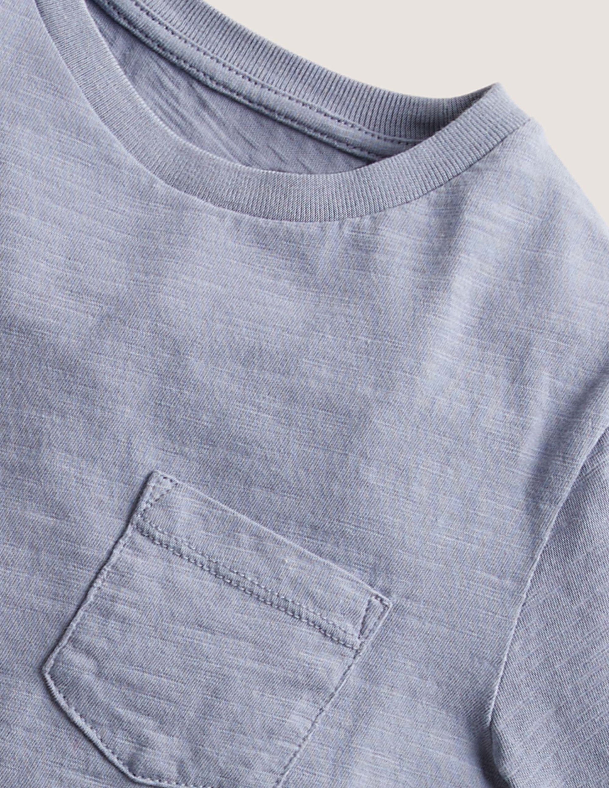 Striped Washed Slub T-shirt-Ash Blue-3