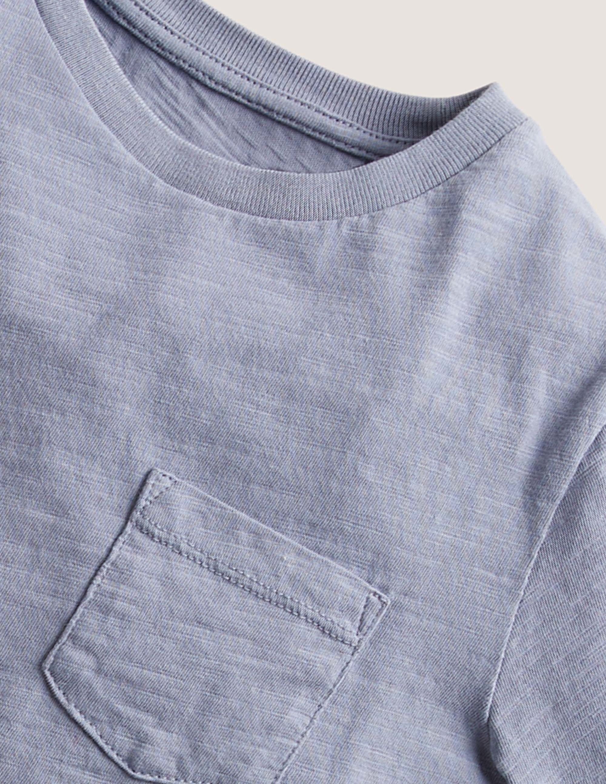Striped Washed Slub T-shirt-Ash Blue - Image 3