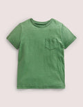 Striped Washed Slub T-shirt-Deep Grass Green