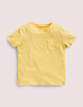 Vorgewaschenes Flammgarn-T-Shirt mit Stückfärbung-Sonnengebleichtes Gelb