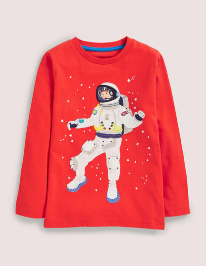 Oberteil mit Astronauten-Applikation-Rockabilly-Rot, Astronaut