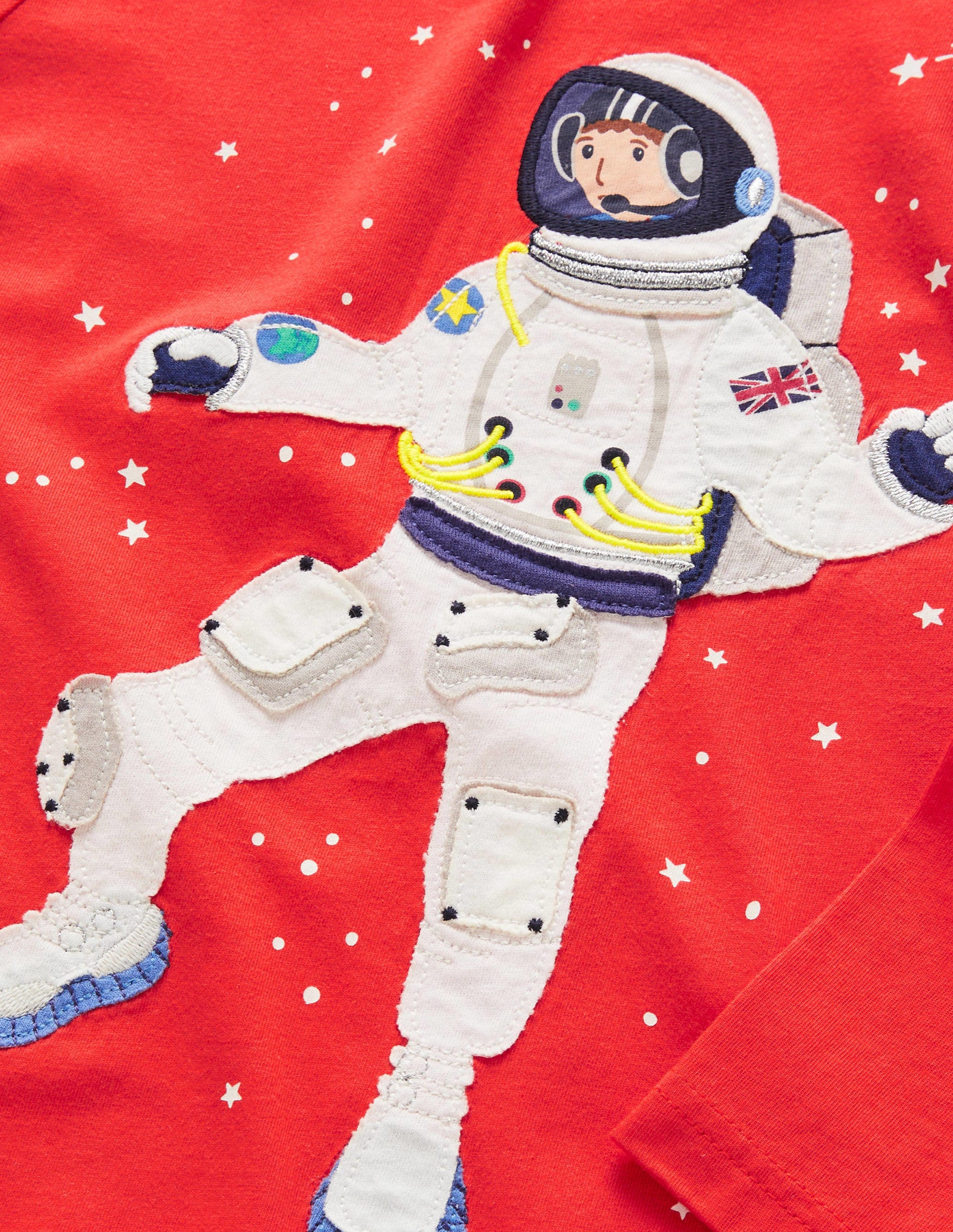 Spaceman Applique T-Shirt-Astronaute rouge rockabilly - Image 3