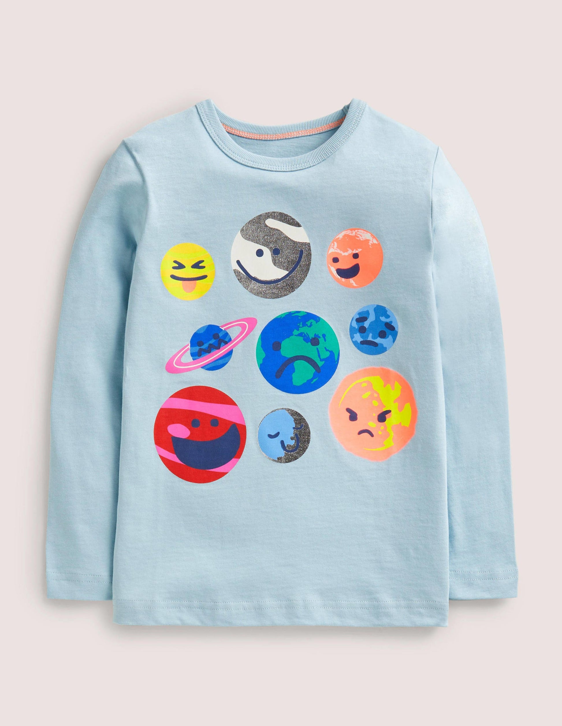 Smiley Planets T-shirt-Planètes bleu minéral-1