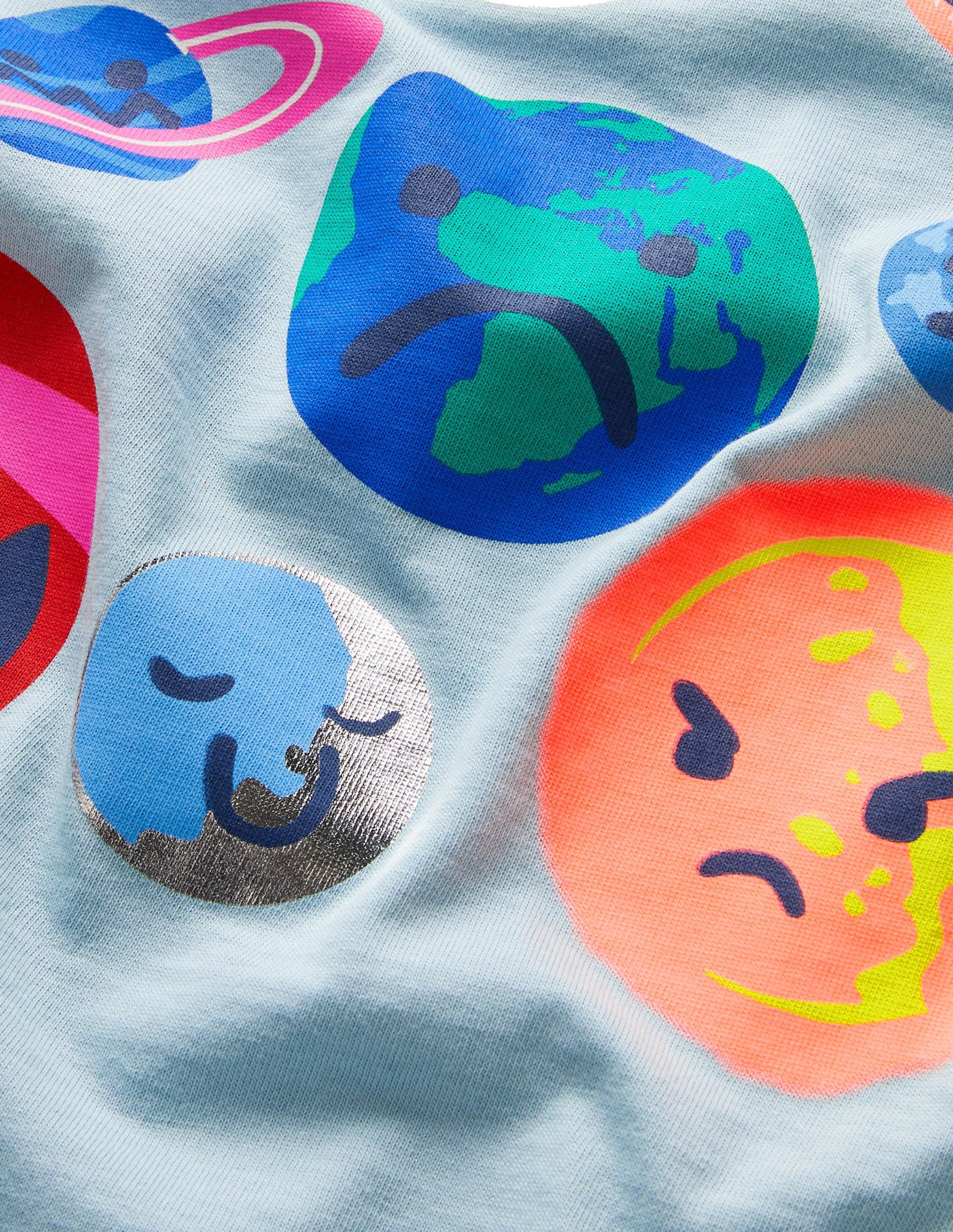 Smiley Planets T-shirt-Planètes bleu minéral-3