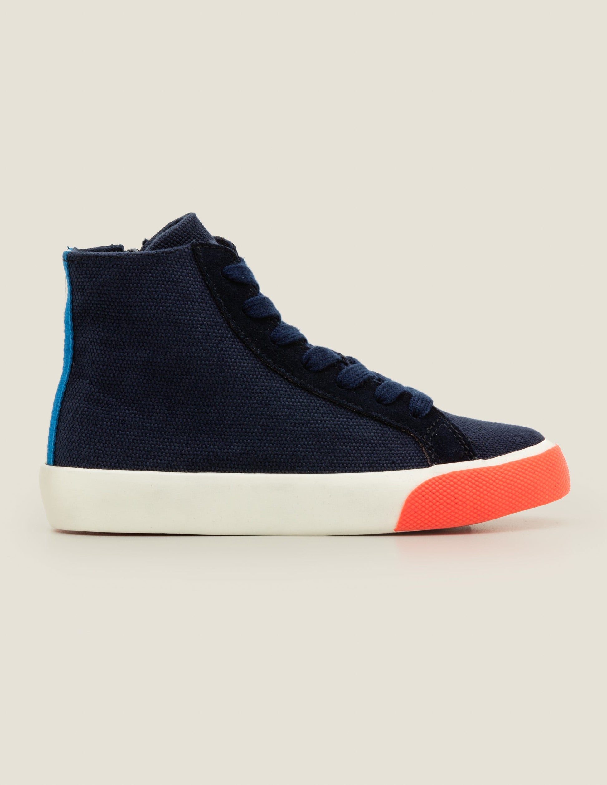 Hochgeschnittene Leinenschuhe mit Kontrastfarben-Navy-2