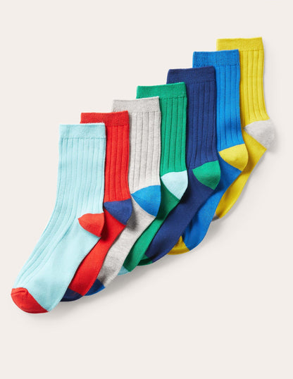 Ribbed Socks 7 Pack-Multi