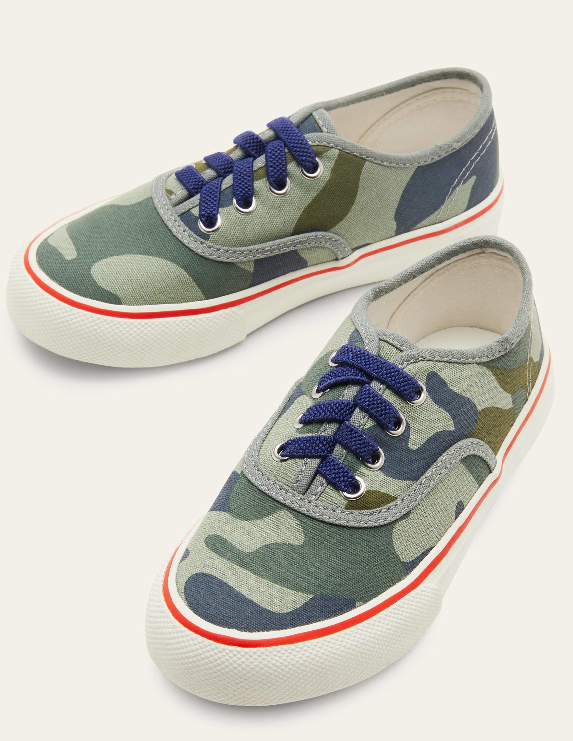 Baskets basses en toile-Camouflage vert-1