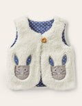 Cosy Appliqué Pocket Gilet-Ivory