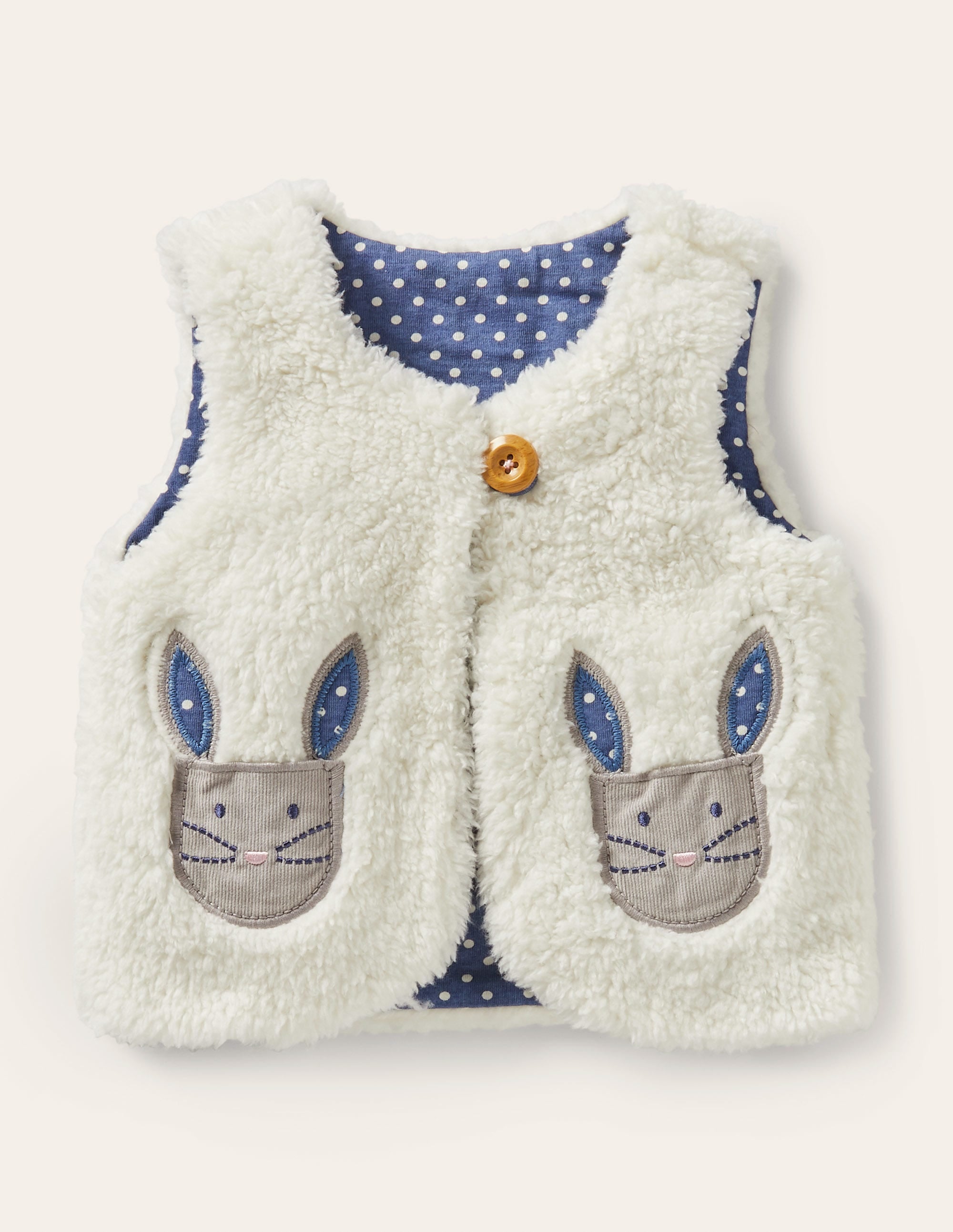 Cosy Appliqué Pocket Gilet-Ivory - Image 1