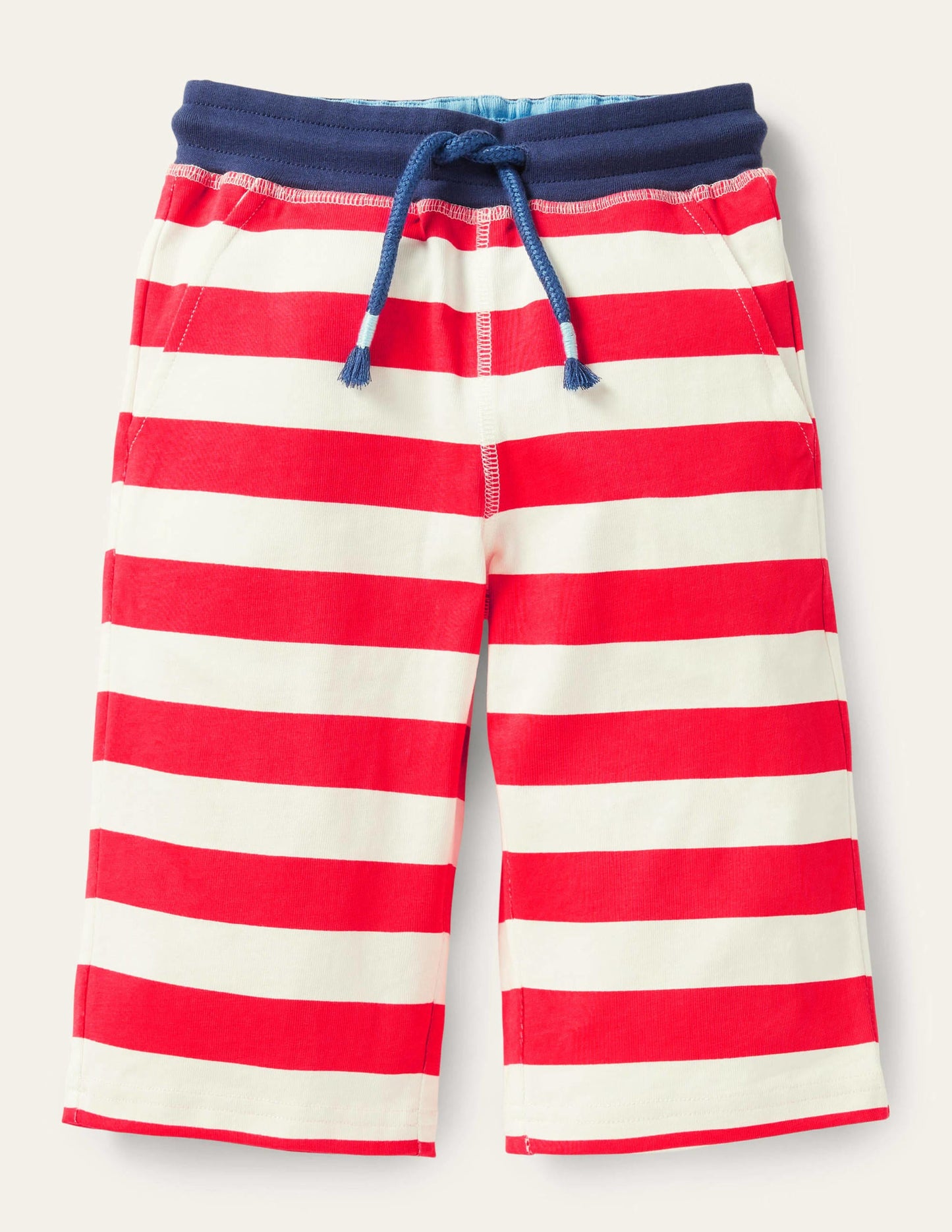 Jersey-Baggyhose-Erdbeerkuchenrot/Naturweiß