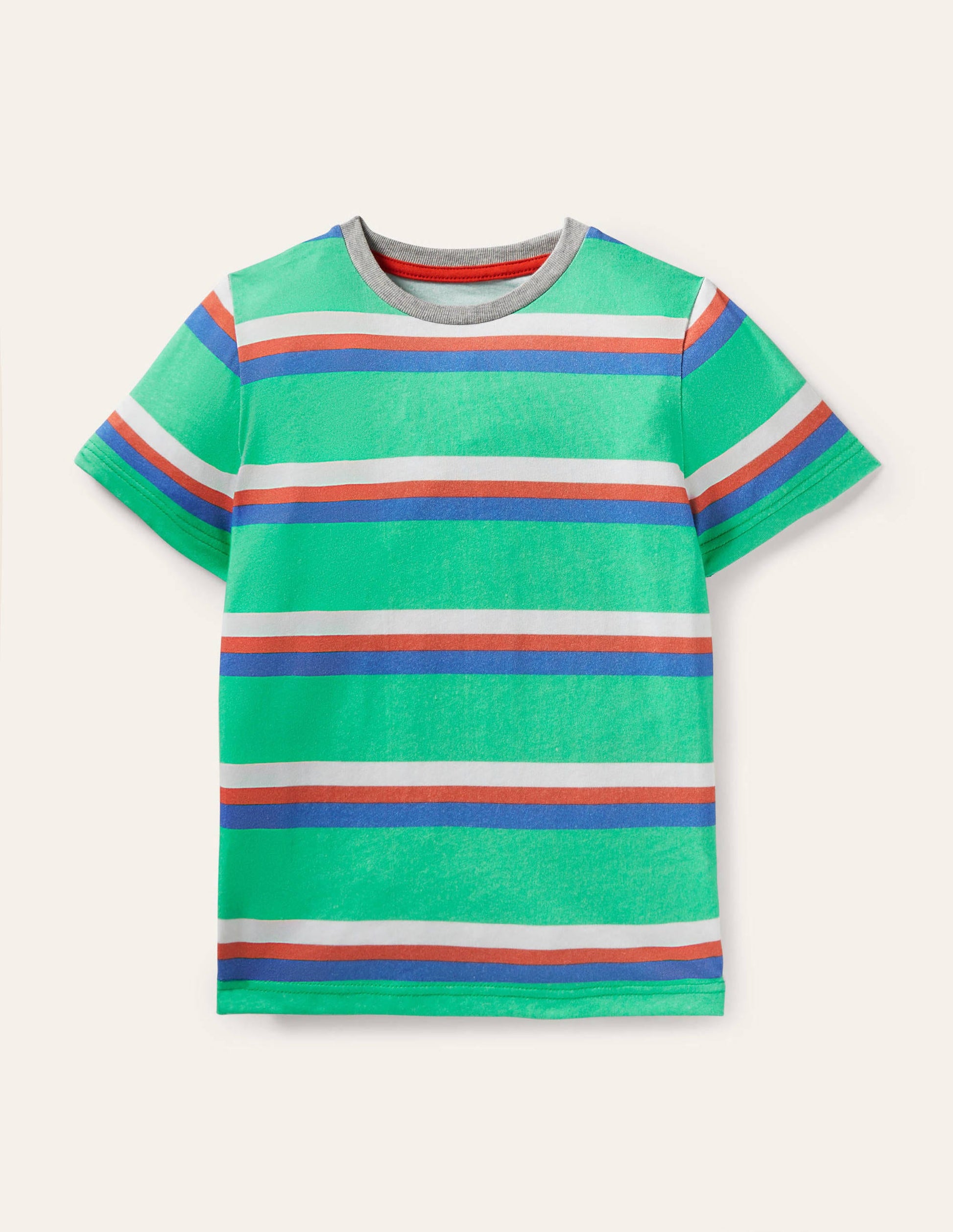 Vorgewaschenes T-Shirt aus Flammgarn-Tropisches Grün/Glockenblumenblau-1