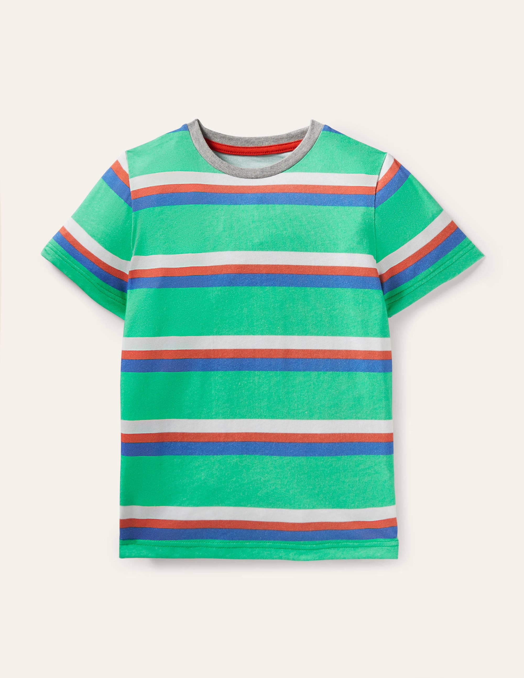 Vorgewaschenes T-Shirt aus Flammgarn-Tropisches Grün/Glockenblumenblau - Image 1