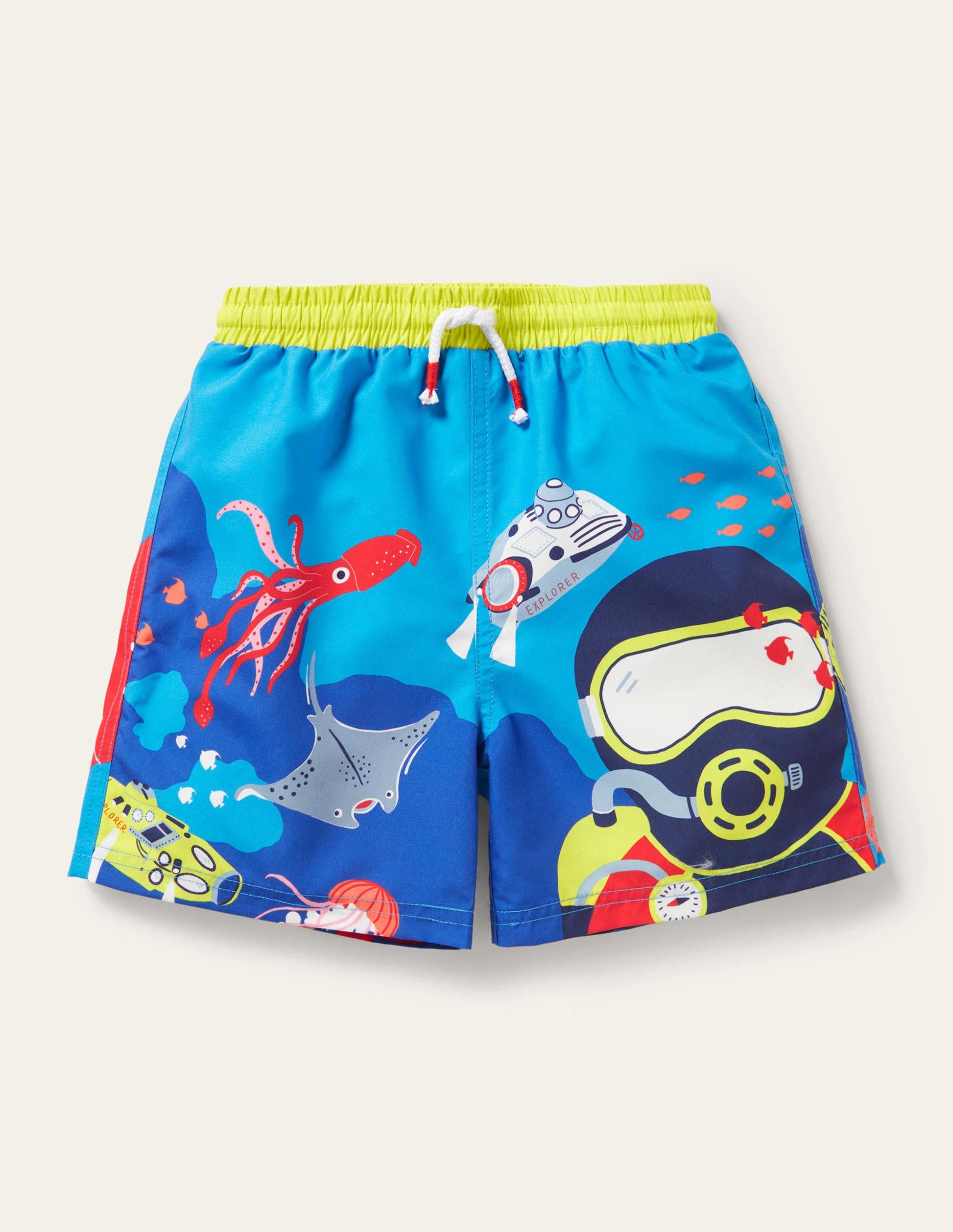Gemusterte Badeshorts-Marokkoblau, Tiefseetaucher-1