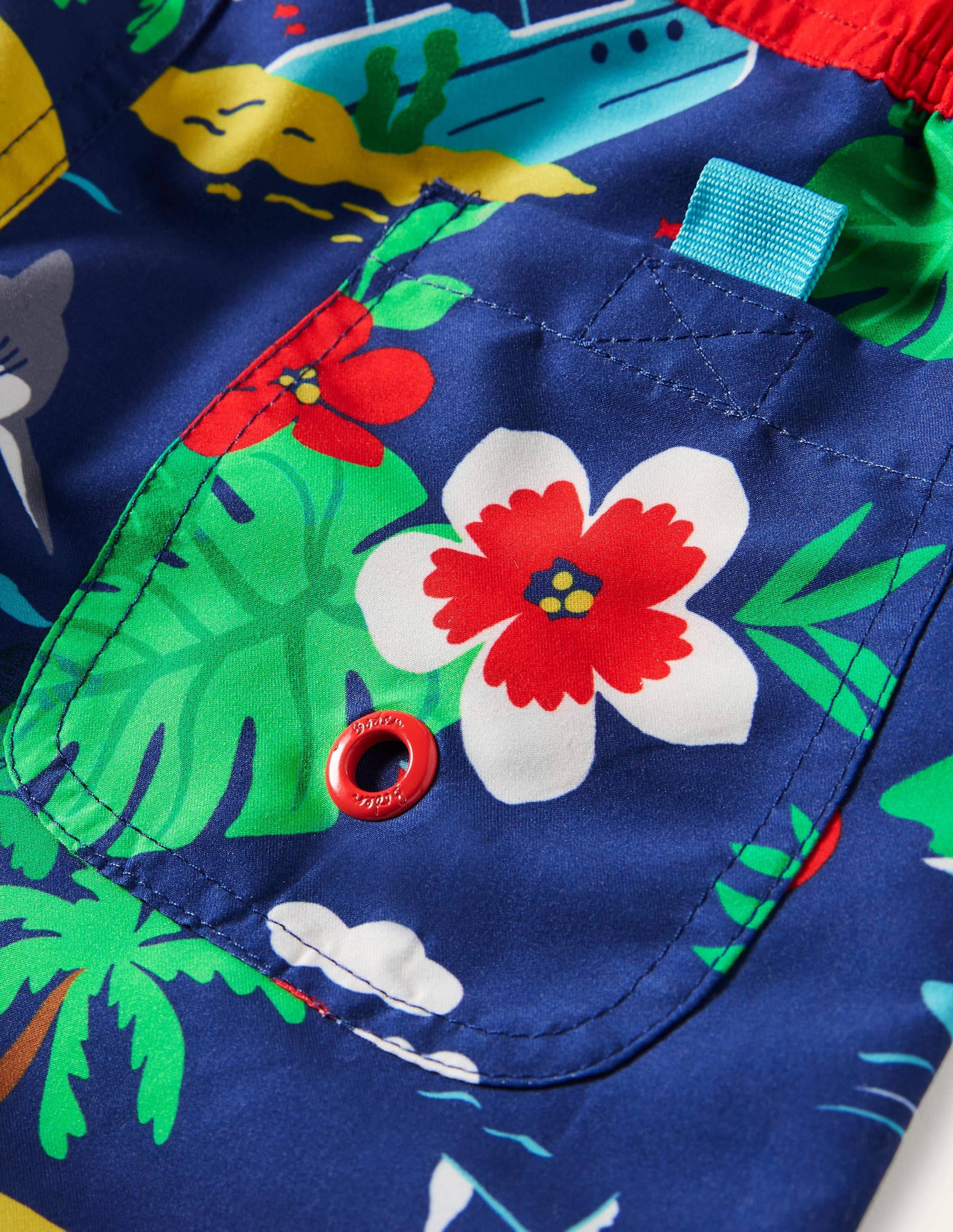 Bermudas-Segelblau, Meeresmotiv/Blumen-3