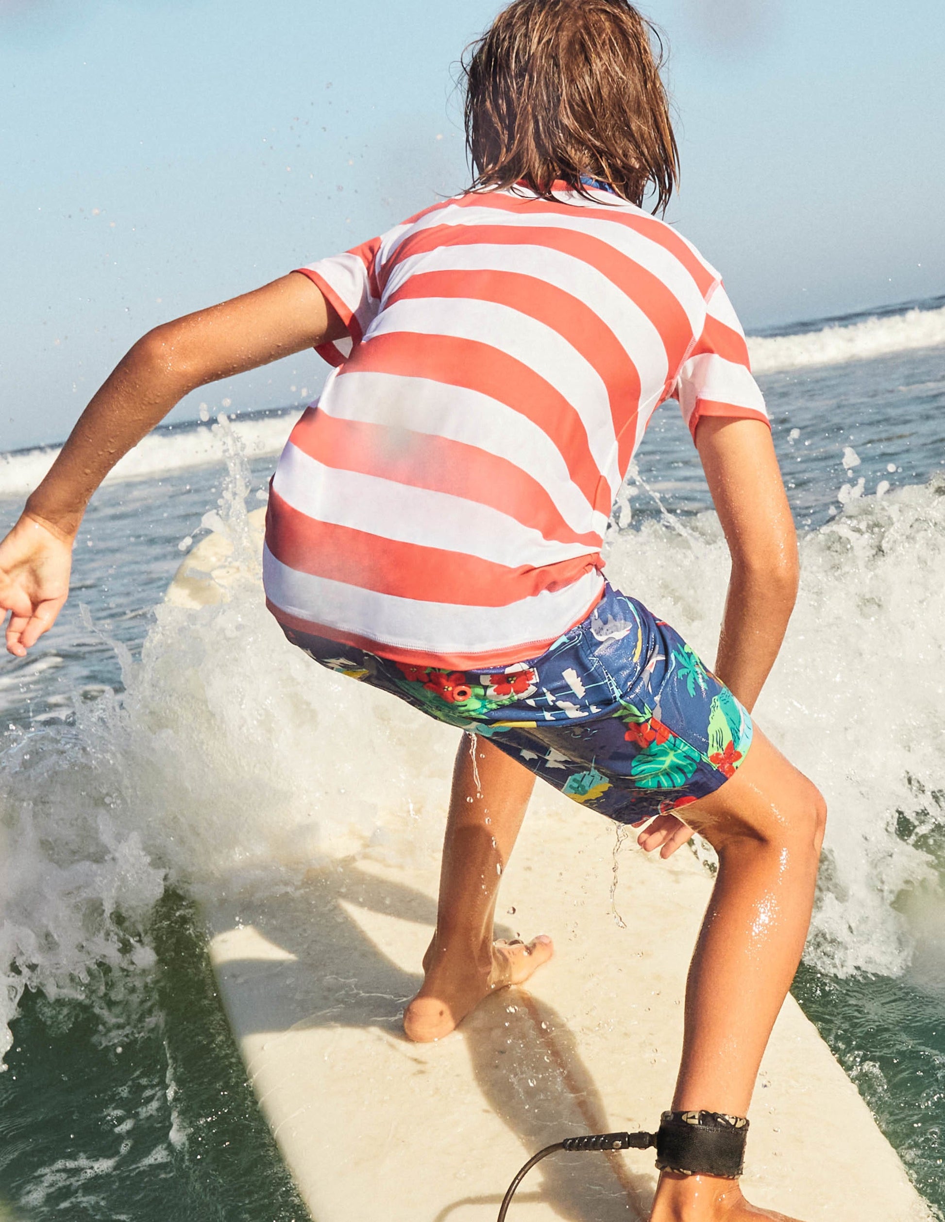 Bermudas-Segelblau, Meeresmotiv/Blumen-5