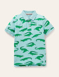 Polo en piqué-Crocodiles bleu Neptune