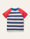 T-shirt à manches raglan colourblock-Bleu tribord/écru