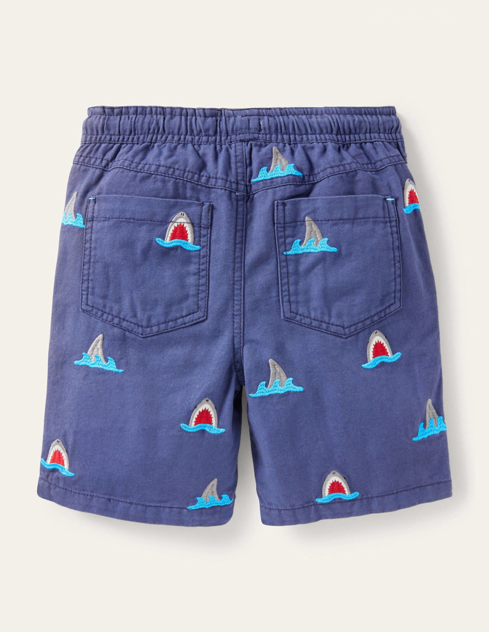 Shorts zum Hineinschlüpfen mit Kordelzug-Navy, Hai-Stickerei-2