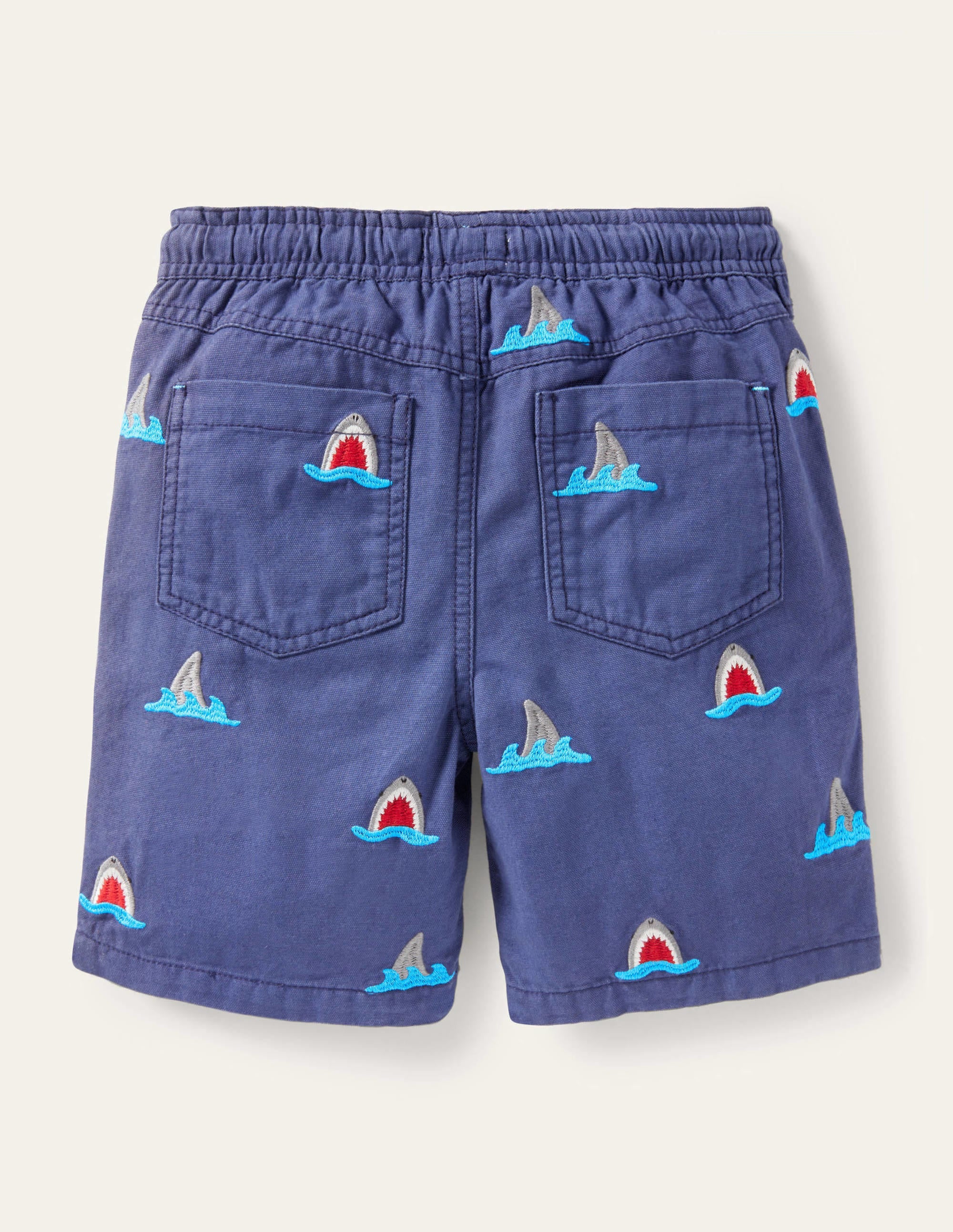 Shorts zum Hineinschlüpfen mit Kordelzug-Navy, Hai-Stickerei - Image 2