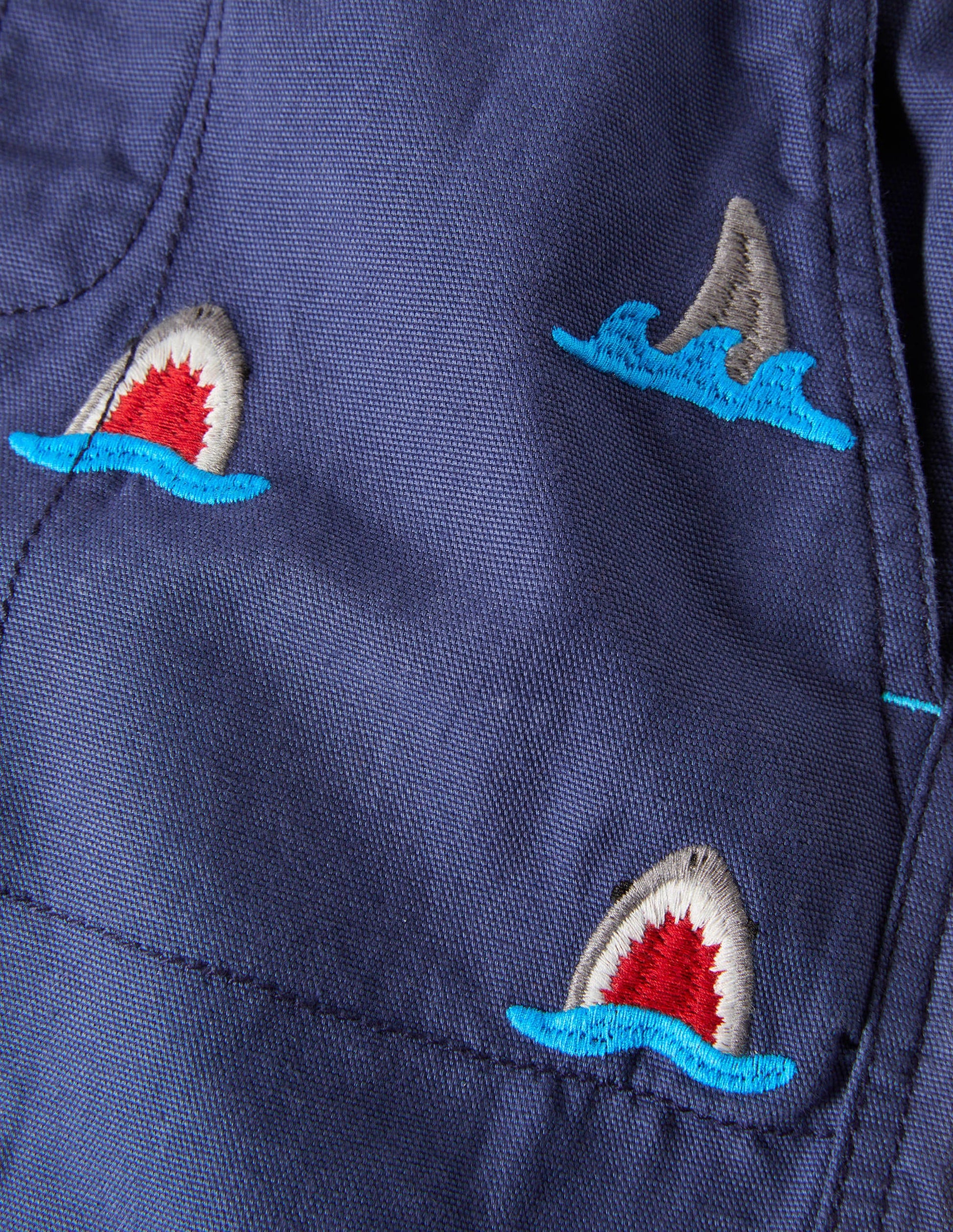 Shorts zum Hineinschlüpfen mit Kordelzug-Navy, Hai-Stickerei-3