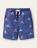 Shorts zum Hineinschlüpfen mit Kordelzug-Navy, Hai-Stickerei