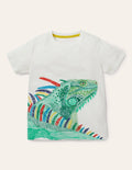 T-Shirt mit Superstitch-Naturweiß, Leguan