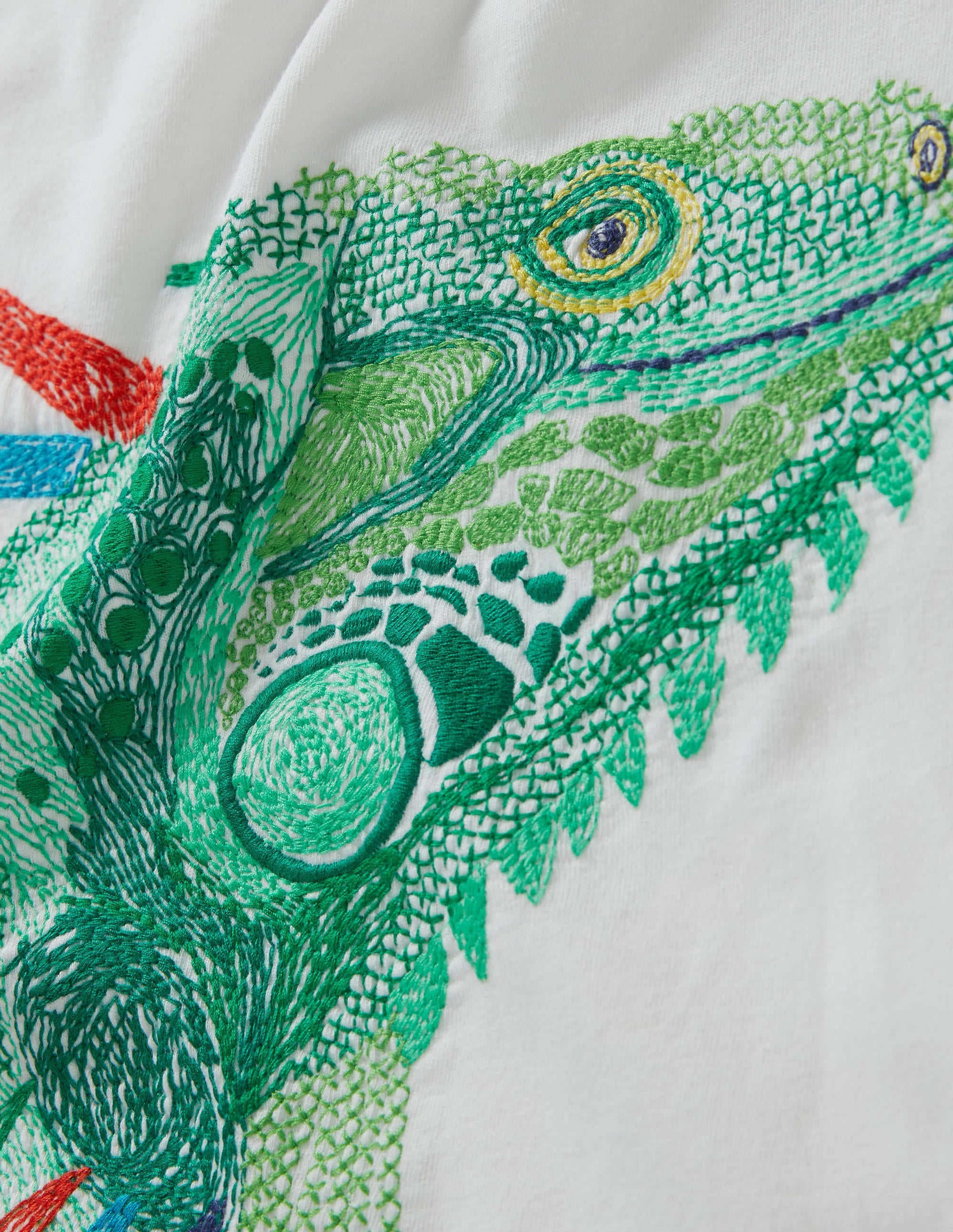 T-Shirt mit Superstitch-Naturweiß, Leguan - Image 3