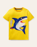 Strand-T-Shirt mit Applikation-Narzissengelb, Hai