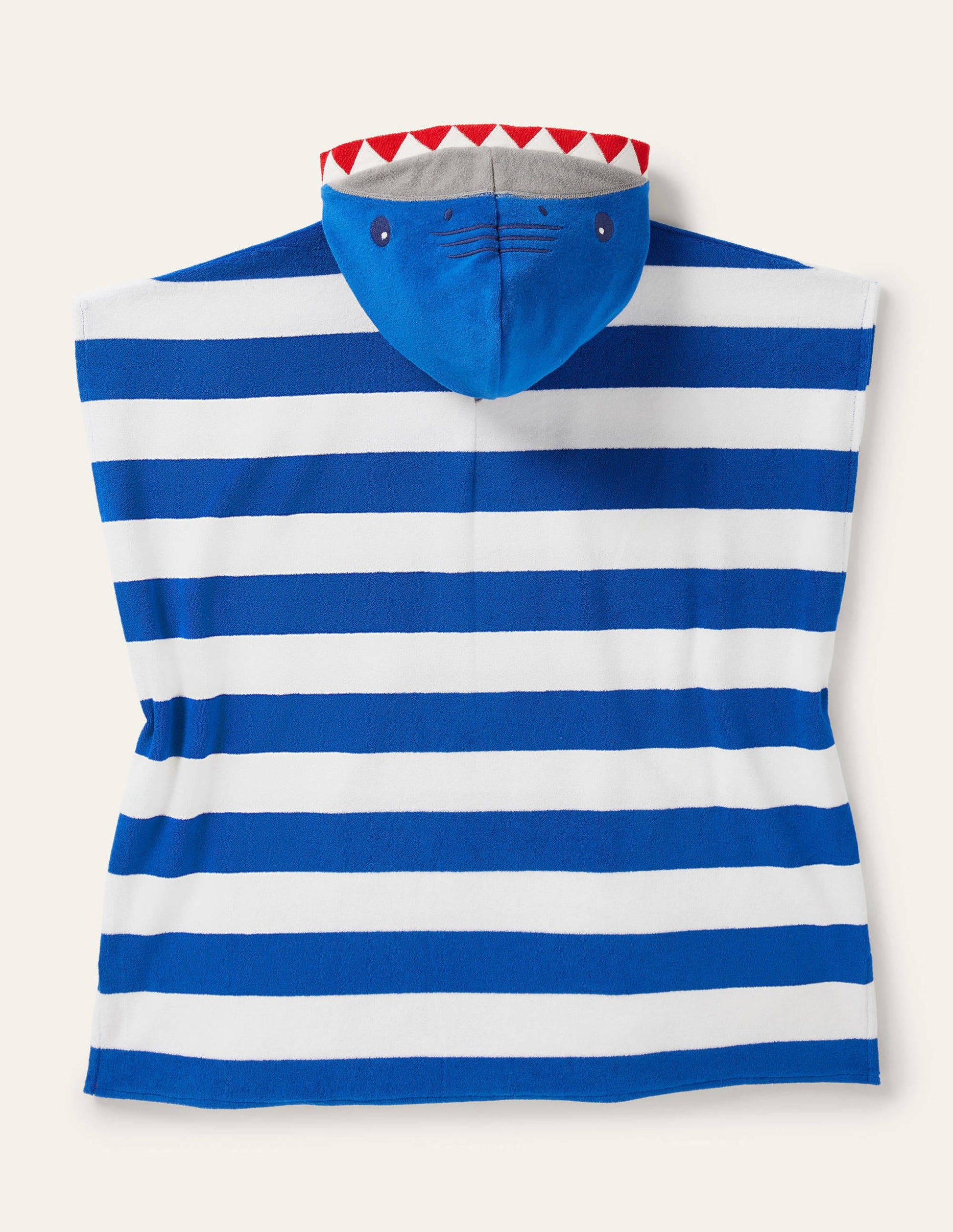 Origineller Frottee-Poncho-Naturweiß/Strahlendes Marineblau, Hai-2