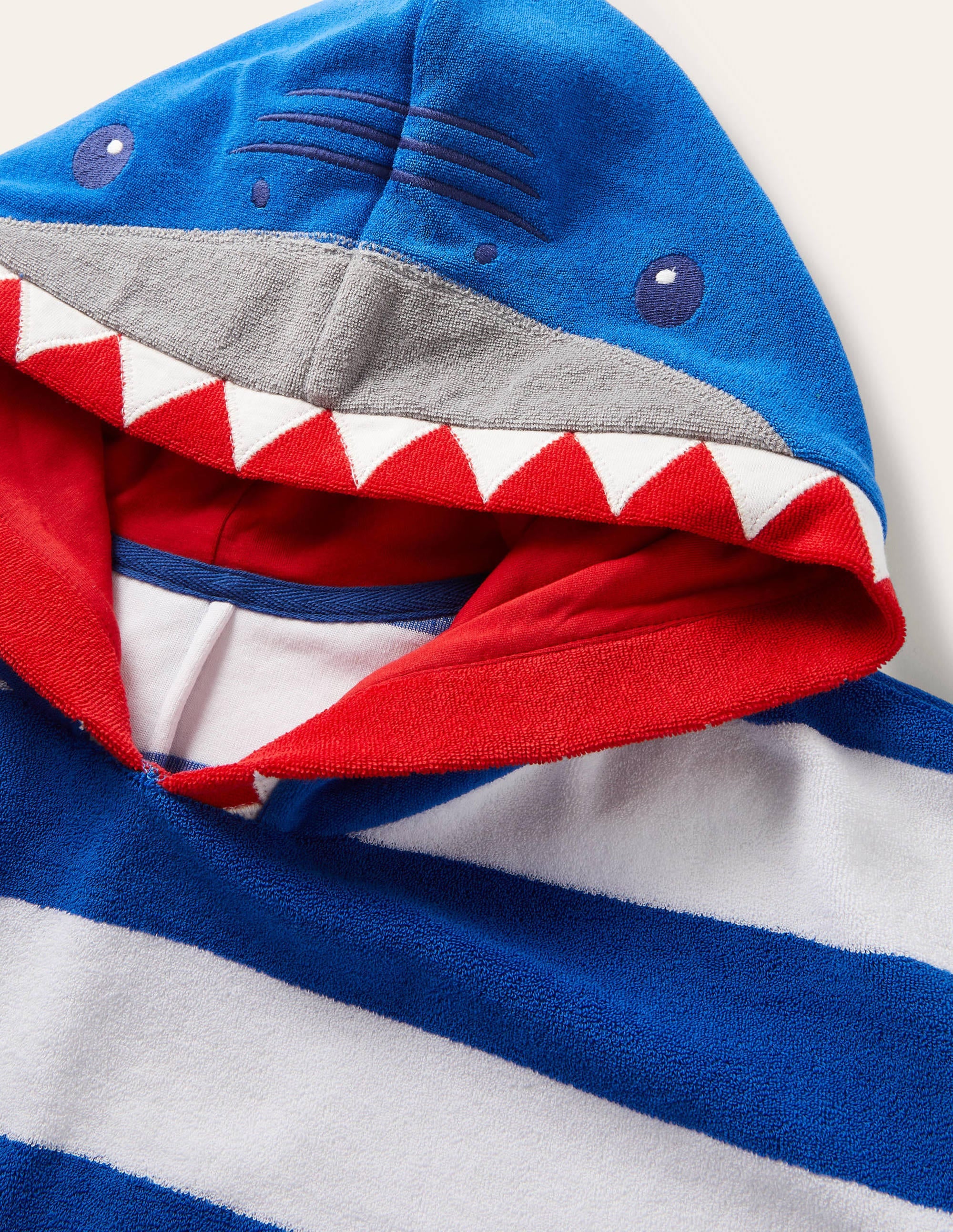 Origineller Frottee-Poncho-Naturweiß/Strahlendes Marineblau, Hai - Image 3